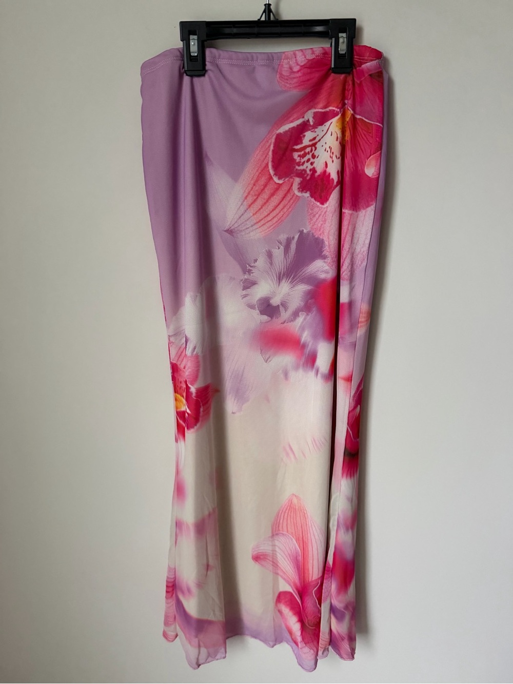 See you Monday Pink purple orchid mesh maxi skirt